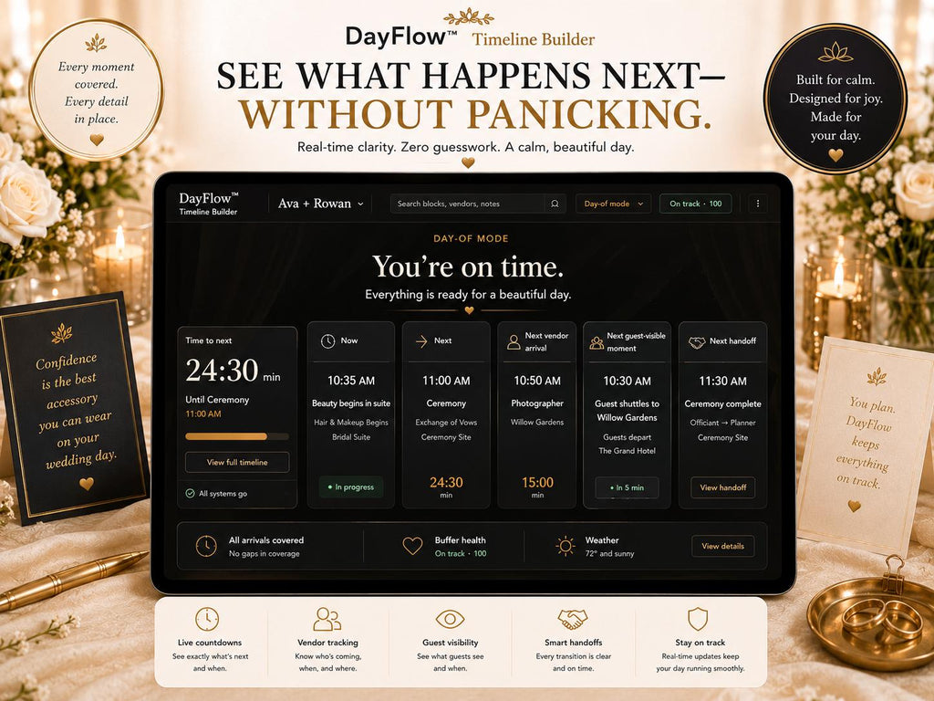 DayFlow™ wedding timeline offline HTML mini app feature screen 3