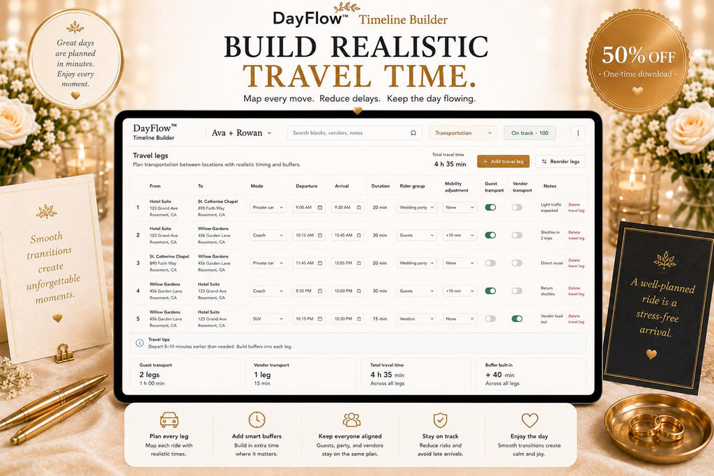 DayFlow™ wedding timeline offline HTML mini app feature screen 7