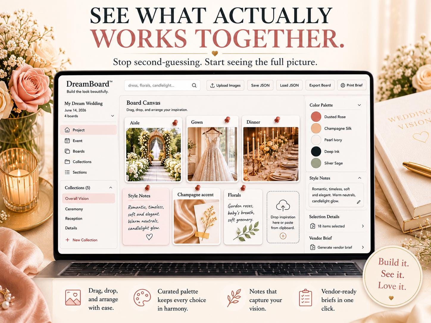 DreamBoard™ wedding vision board offline HTML mini app feature screen 3