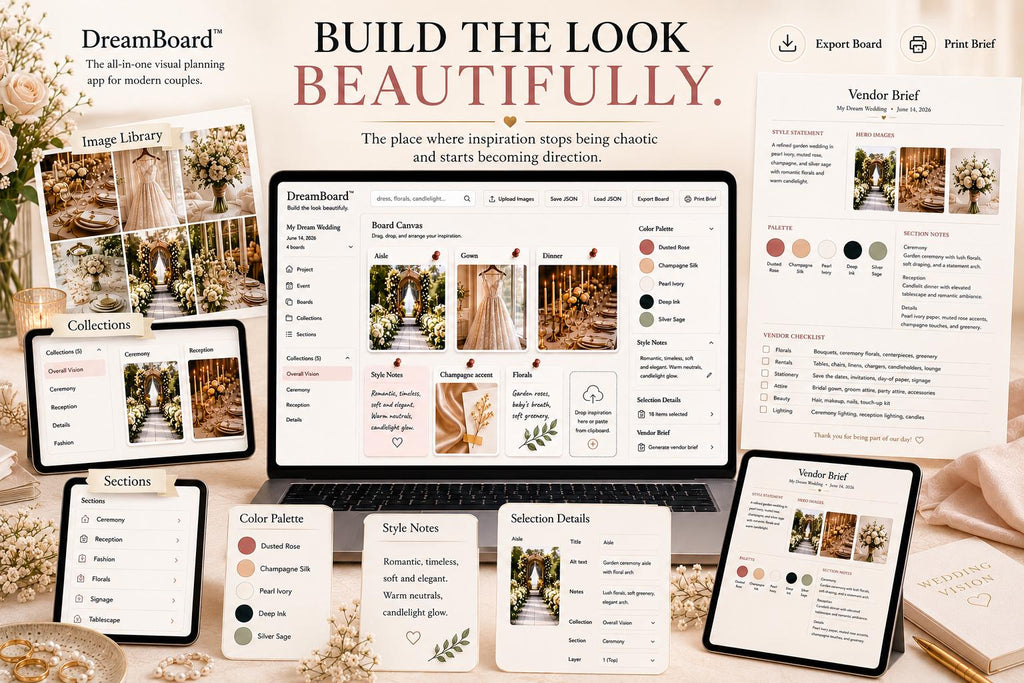 DreamBoard™ wedding vision board offline HTML mini app feature screen 10