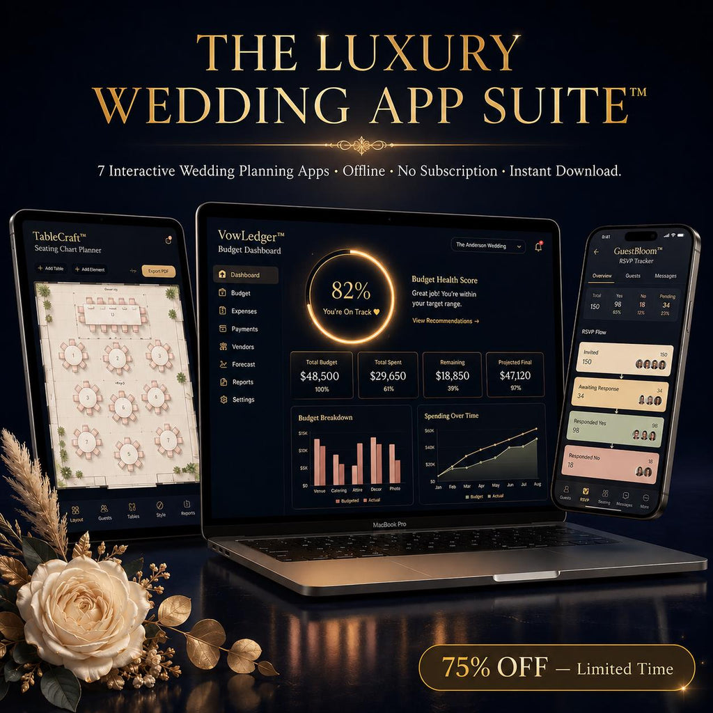 Luxury Wedding App Suite™ offline html mini app bundle offline HTML mini app dashboard
