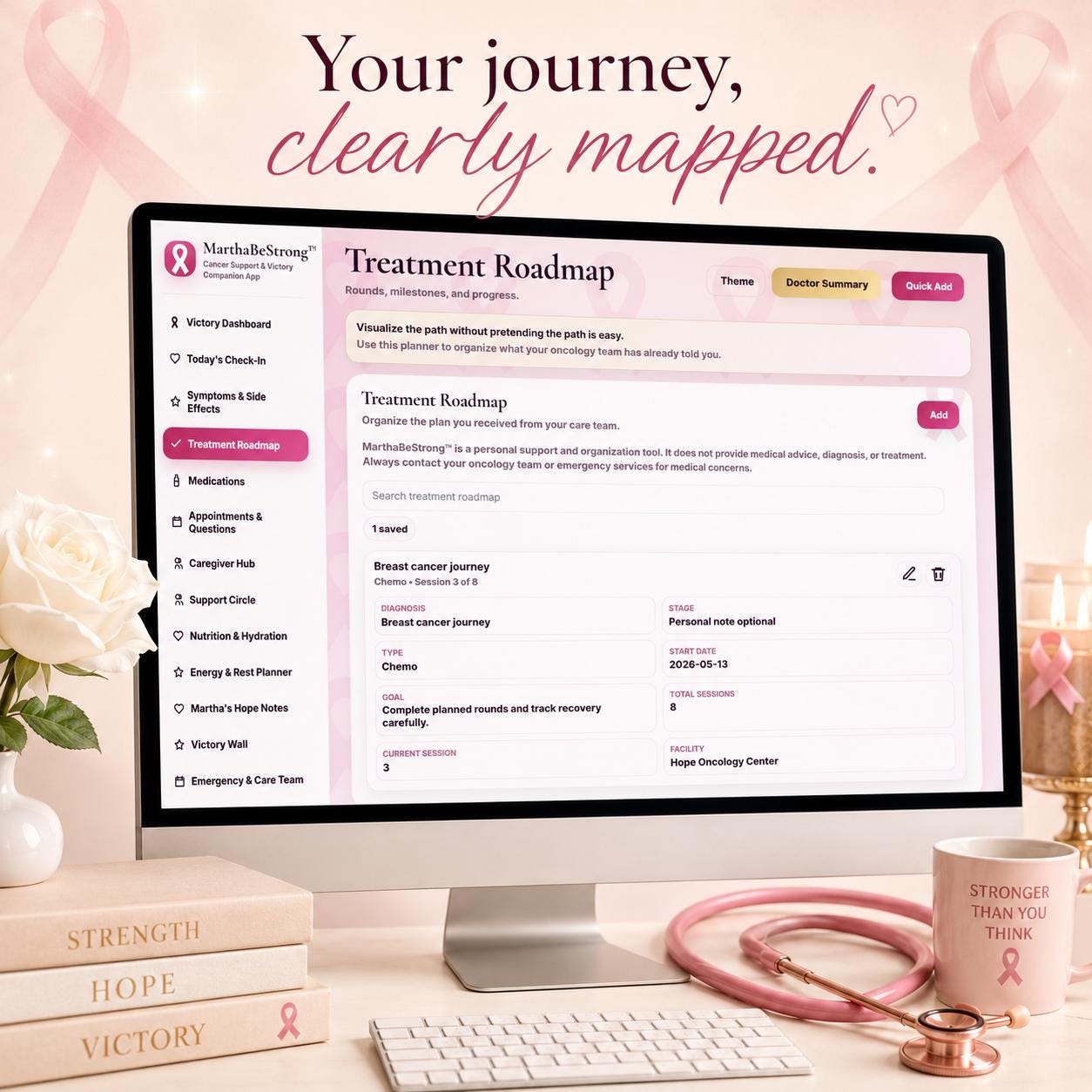 MarthaBeStrong cancer support offline HTML mini app feature screen 5