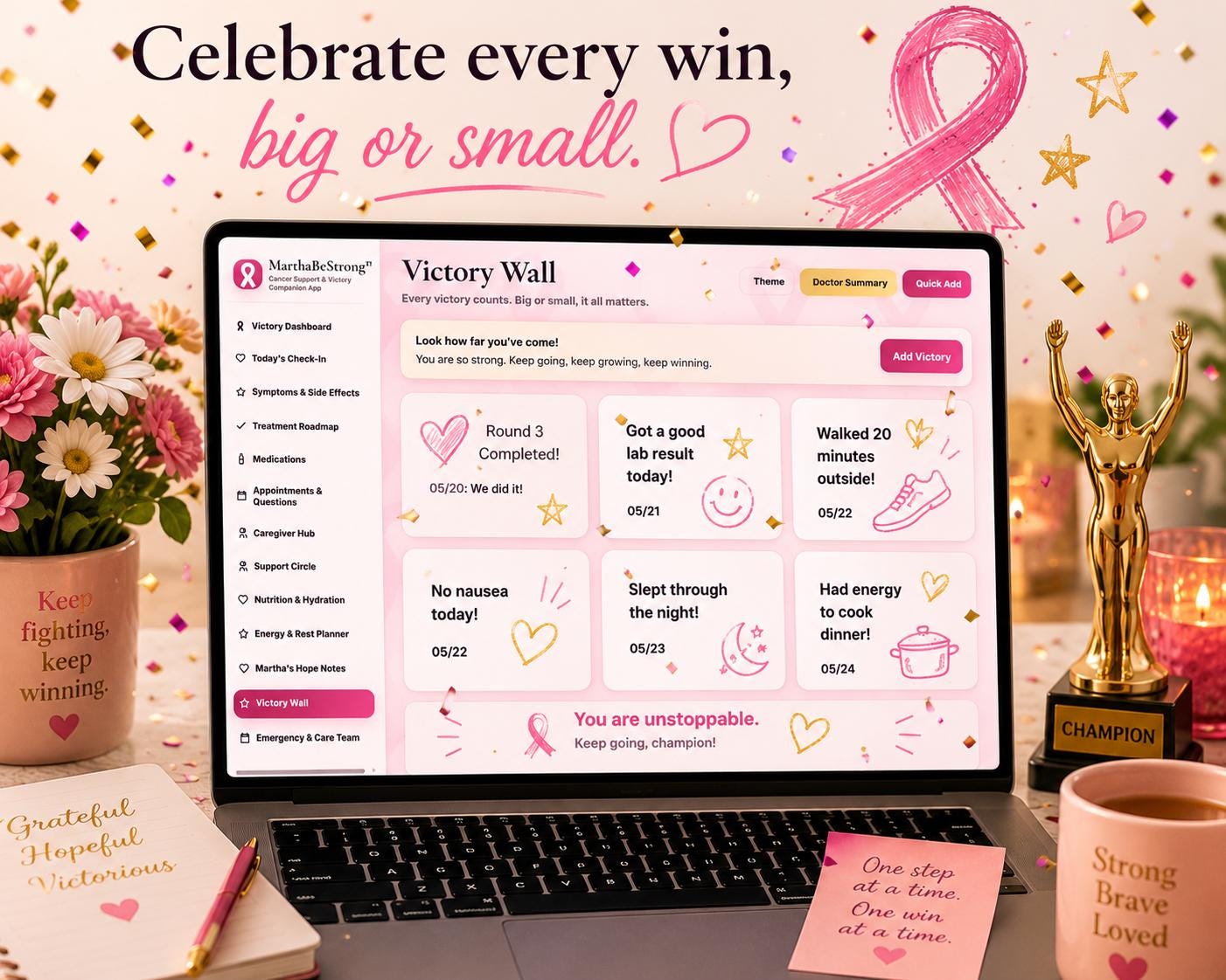 MarthaBeStrong cancer support offline HTML mini app feature screen 10