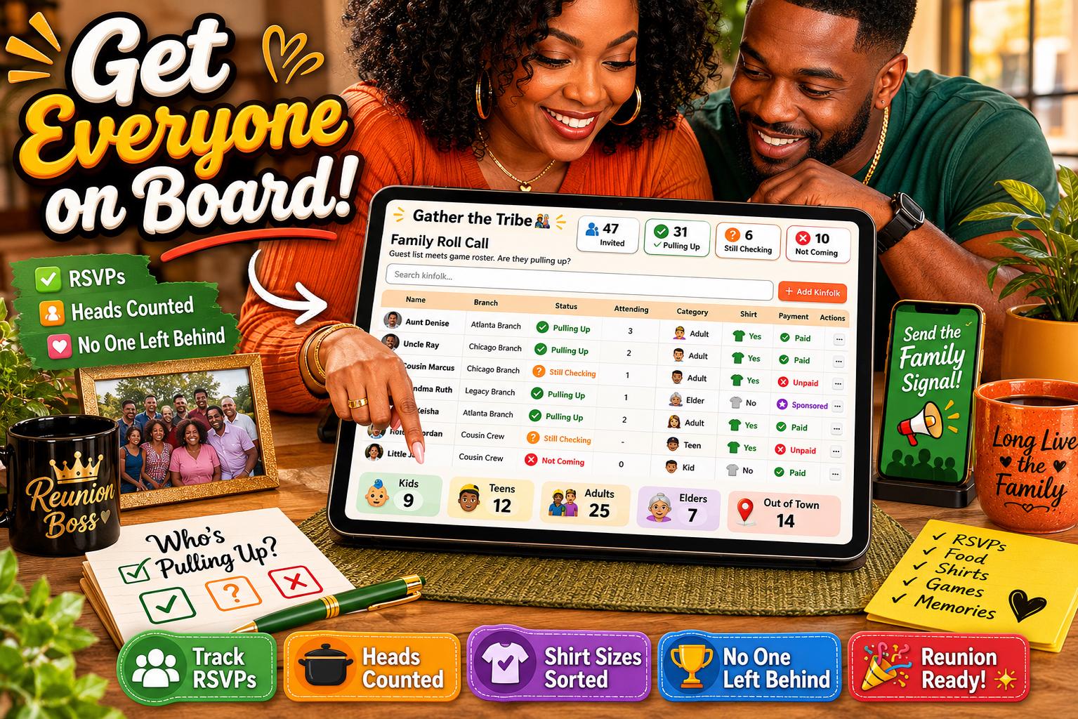 The Kinfolk Games™ family reunion planning offline HTML mini app feature screen 2
