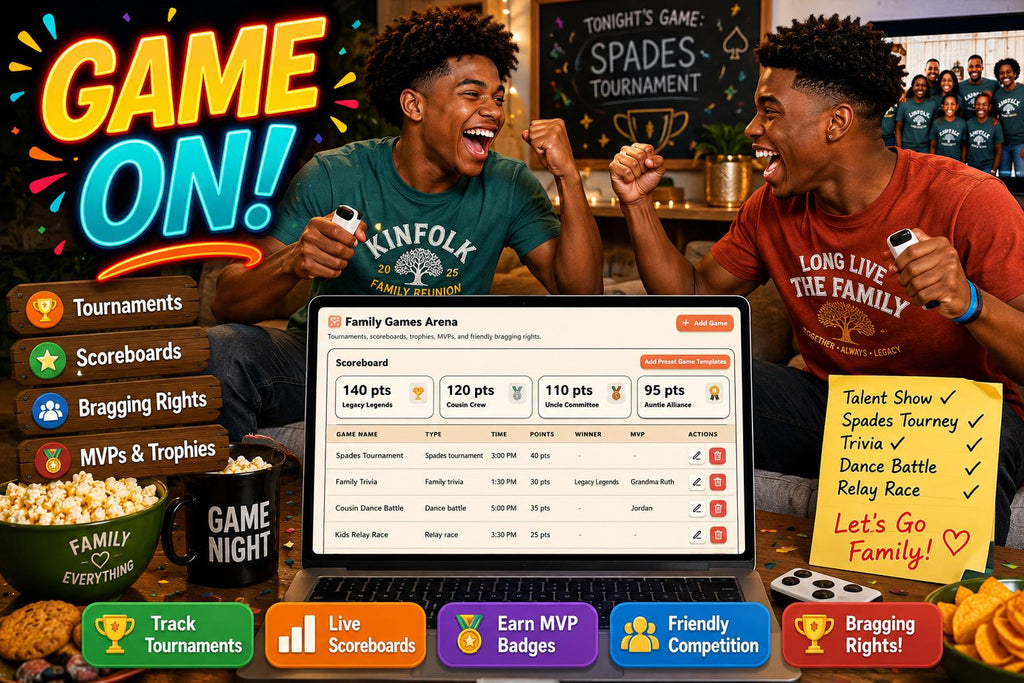 The Kinfolk Games™ family reunion planning offline HTML mini app feature screen 5
