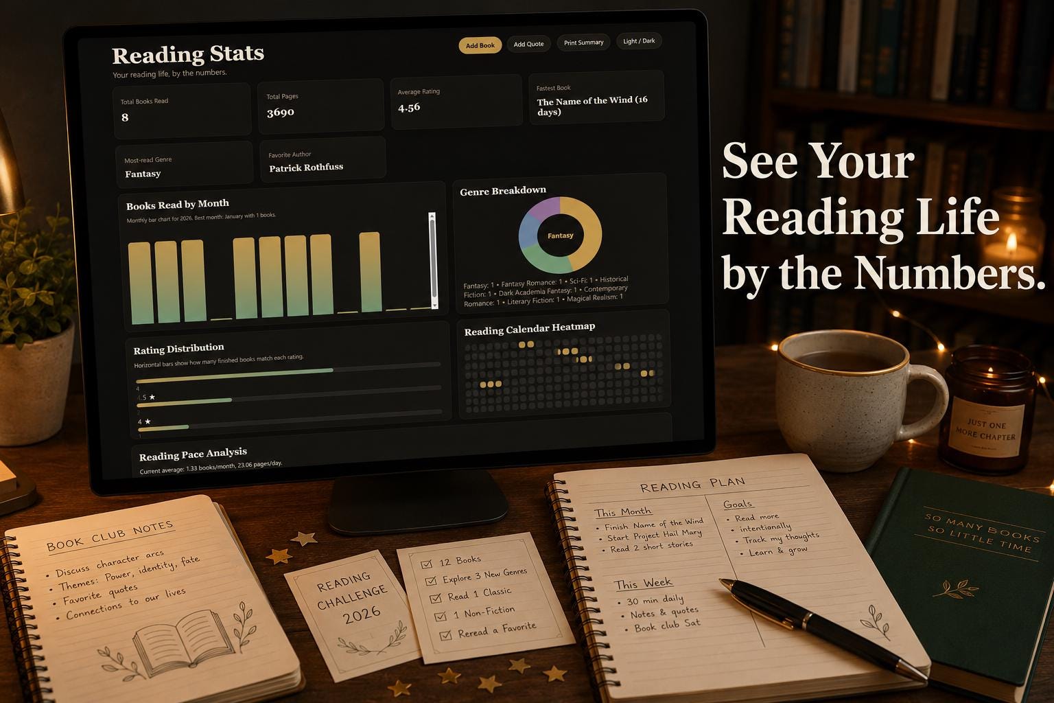 The Reading Vault reading journal offline HTML mini app feature screen 7