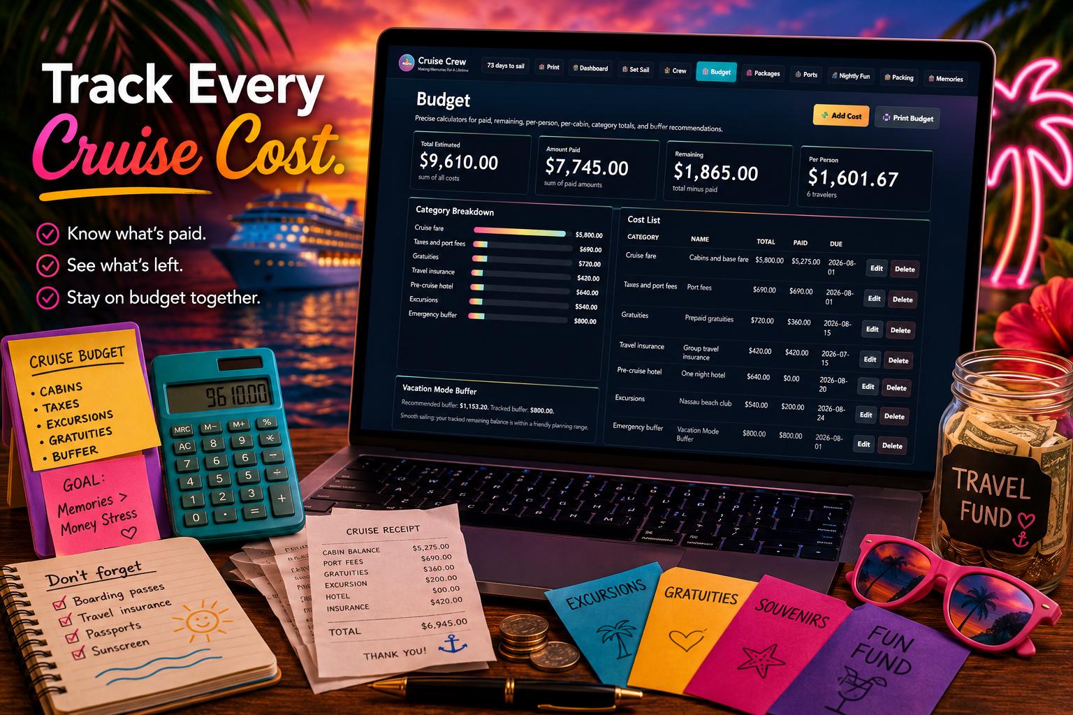 Cruisin’ Together cruise planning offline HTML mini app feature screen 4