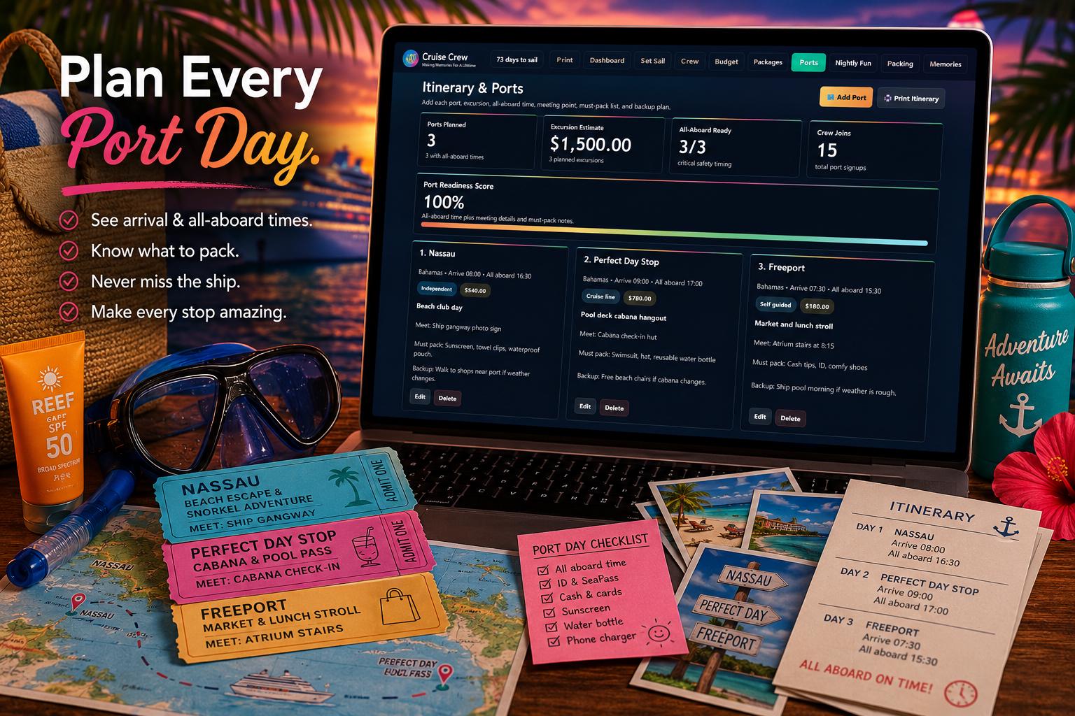 Cruisin’ Together cruise planning offline HTML mini app feature screen 7