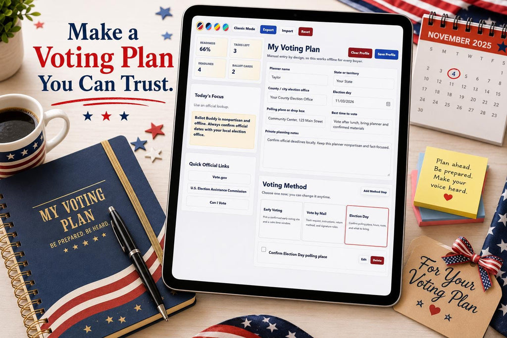 Ballot Buddy civic planning offline HTML mini app feature screen 2