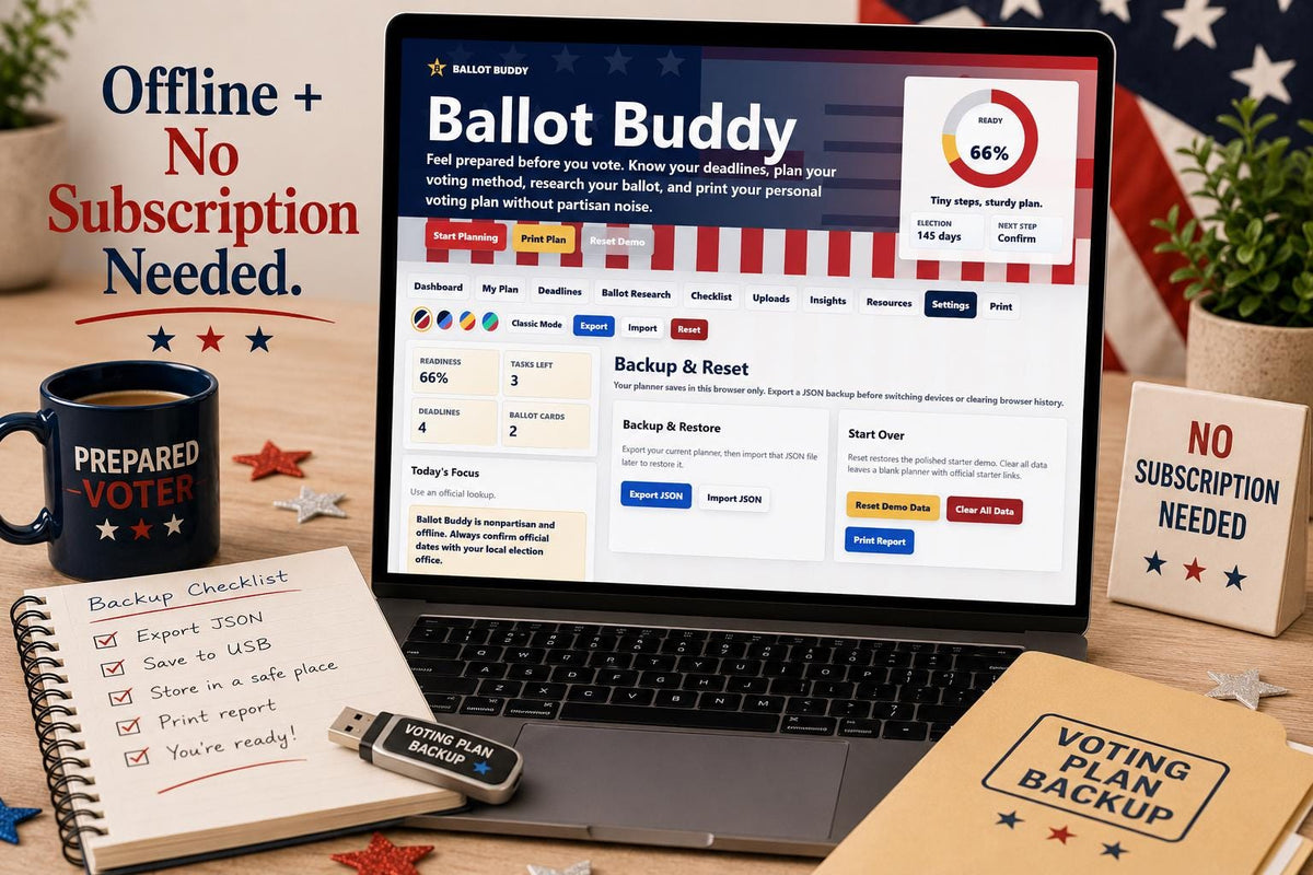 Ballot Buddy civic planning offline HTML mini app feature screen 10