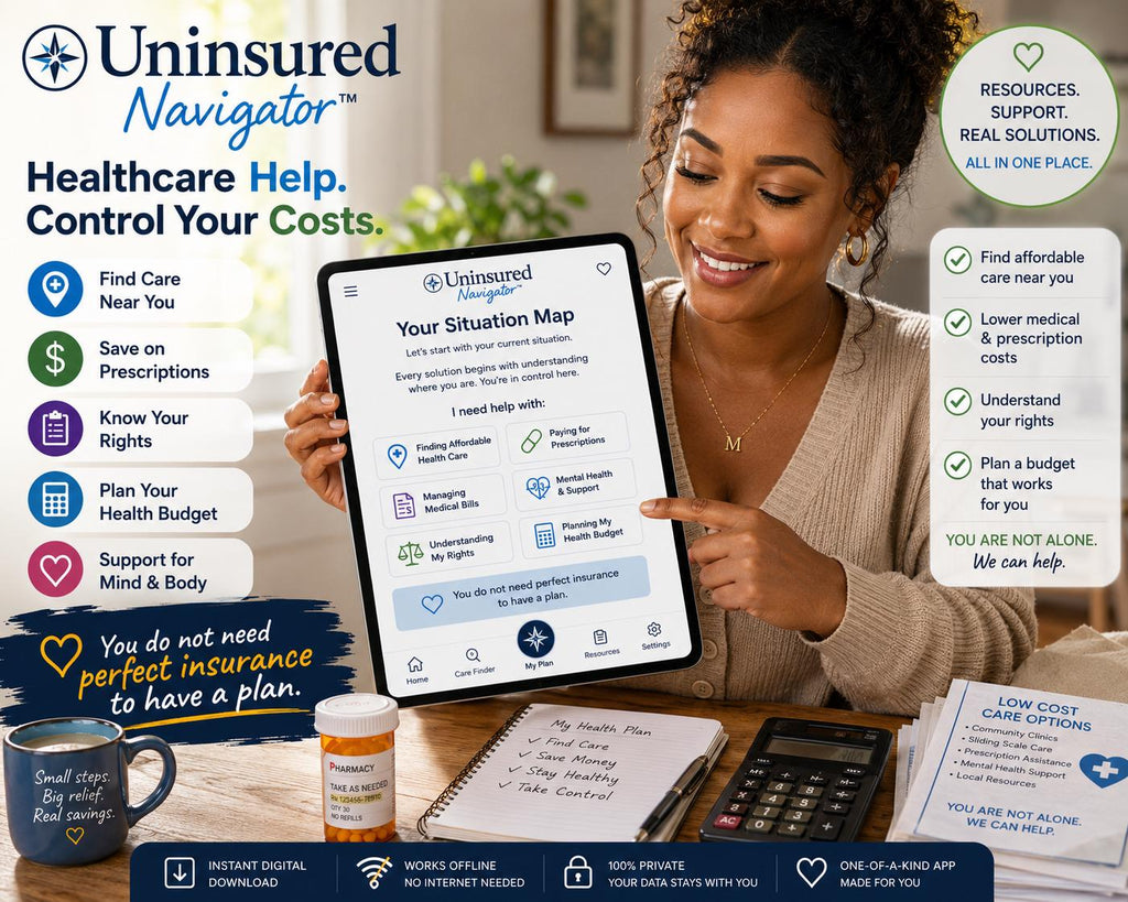 Uninsured Navigator™ healthcare navigation offline HTML mini app dashboard