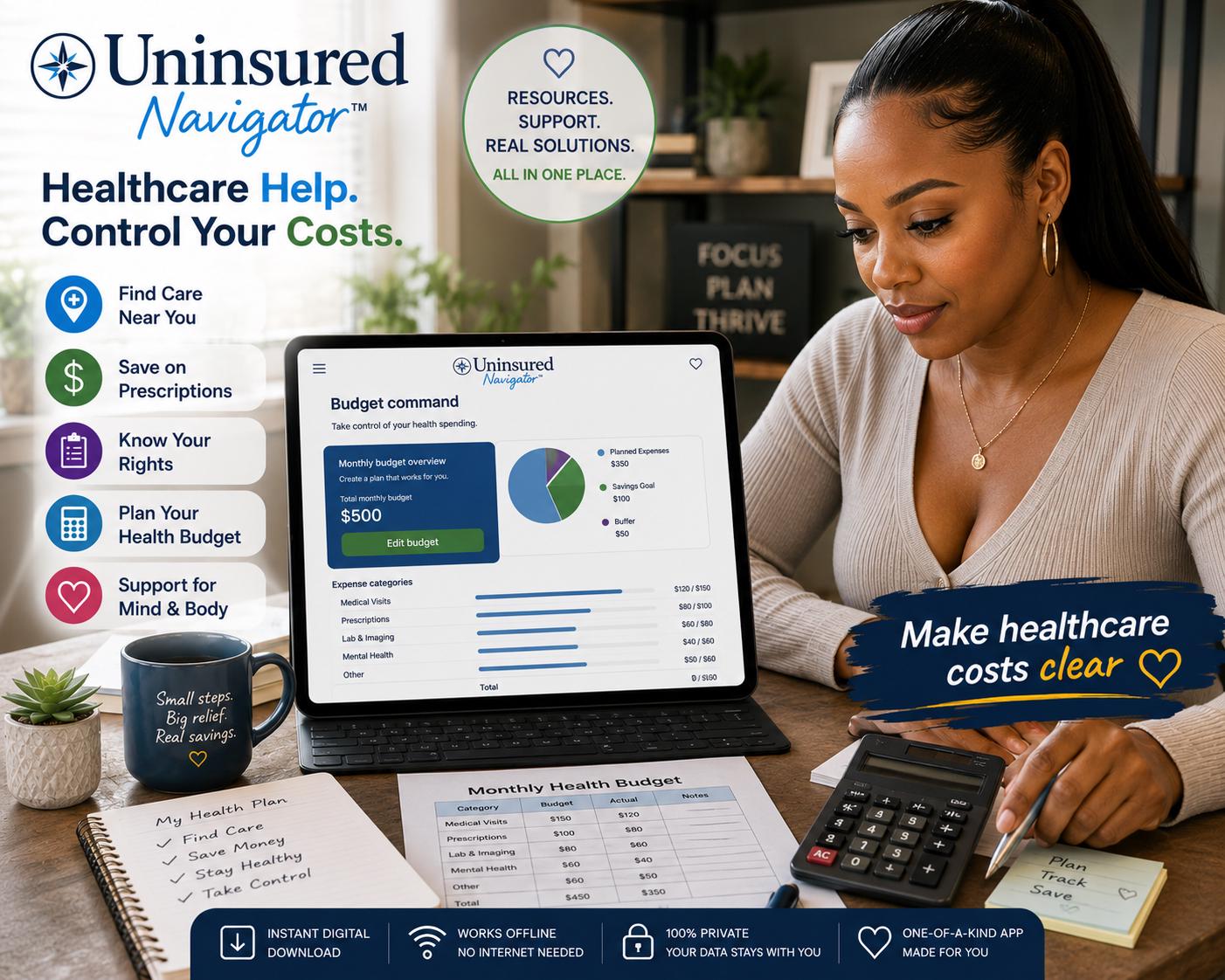 Uninsured Navigator™ healthcare navigation offline HTML mini app feature screen 4