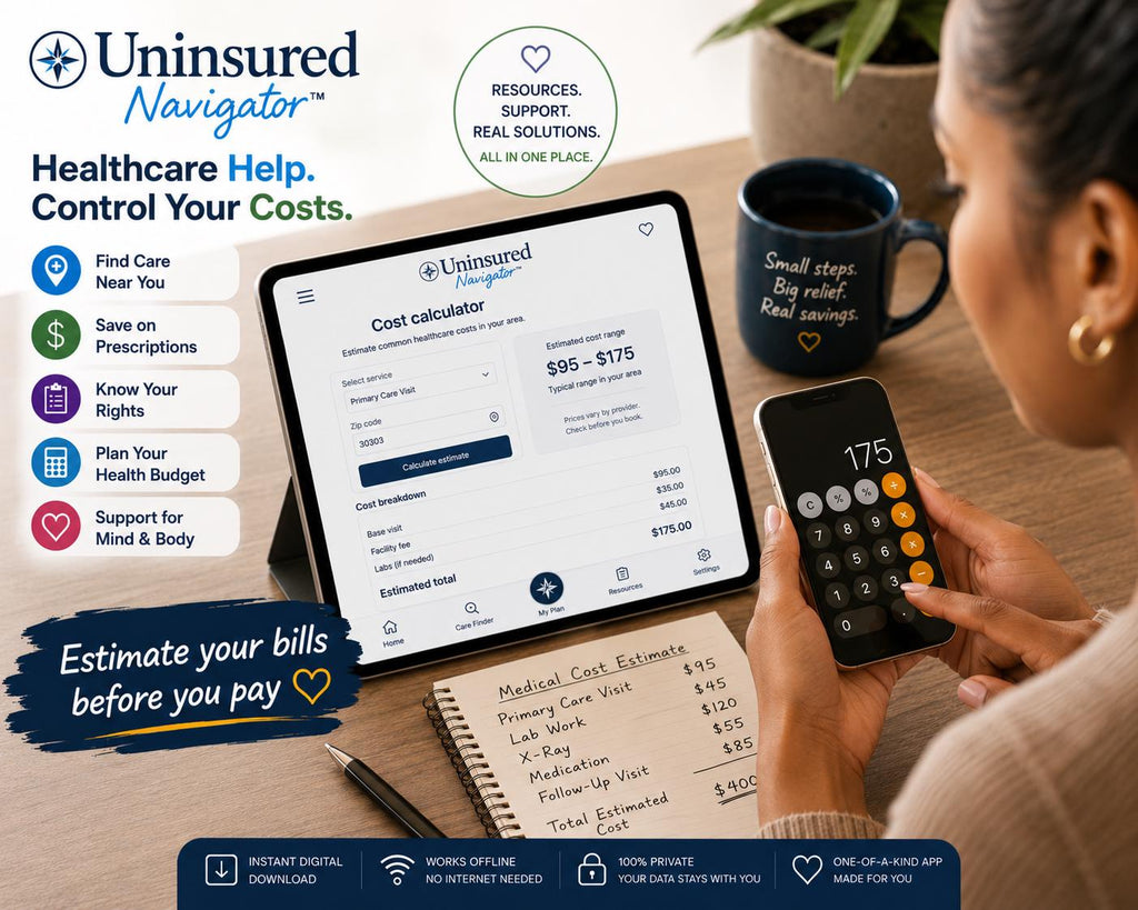 Uninsured Navigator™ healthcare navigation offline HTML mini app feature screen 7