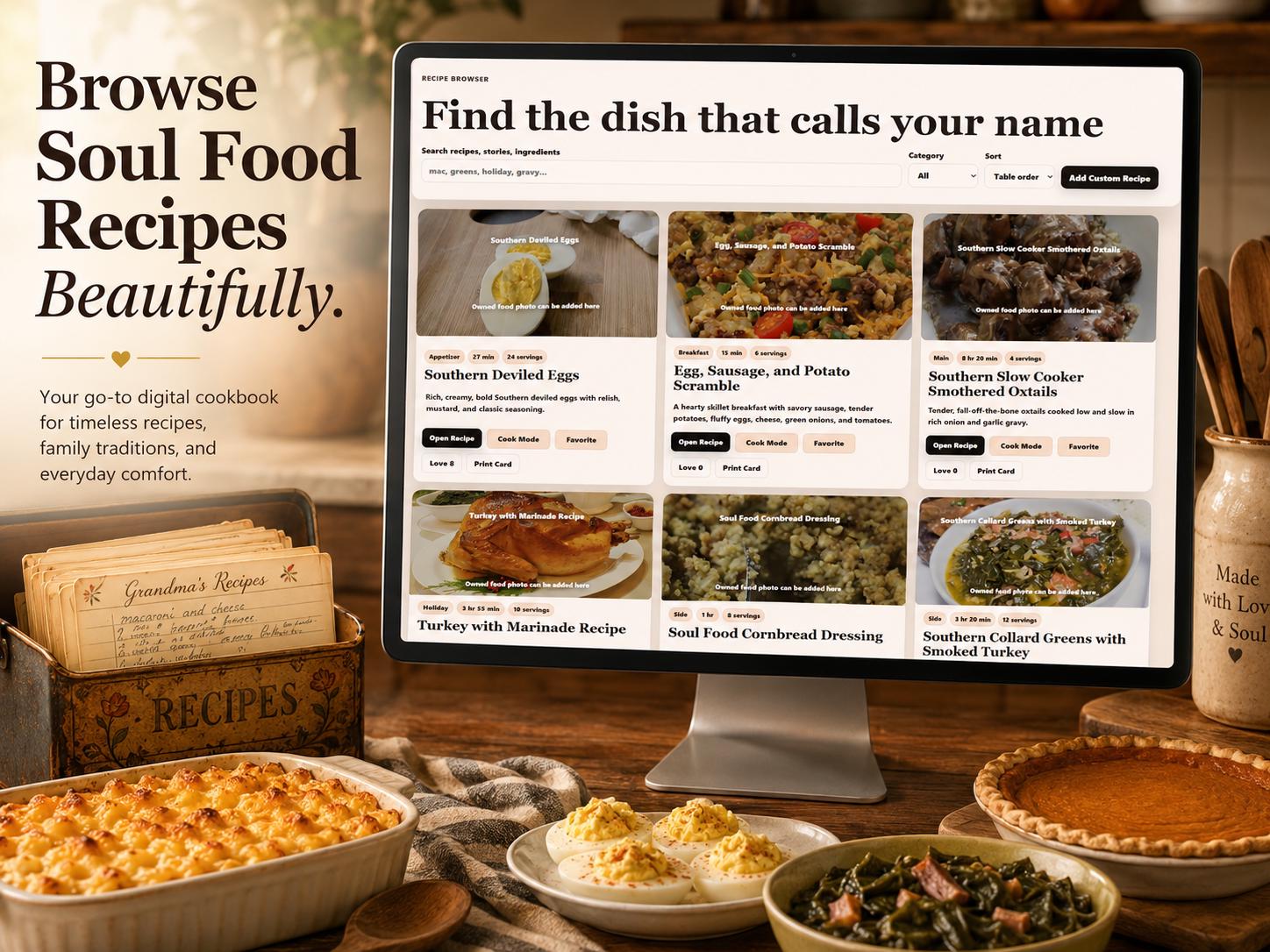 Good God That’s Soul Food recipe & meal planning offline HTML mini app feature screen 2