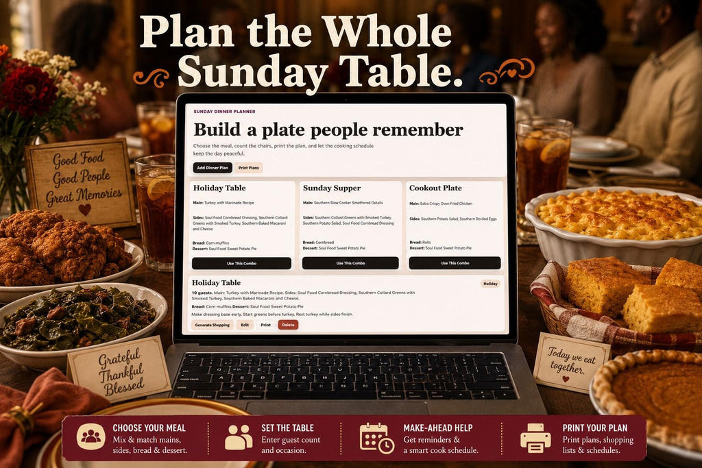 Good God That’s Soul Food recipe & meal planning offline HTML mini app feature screen 5