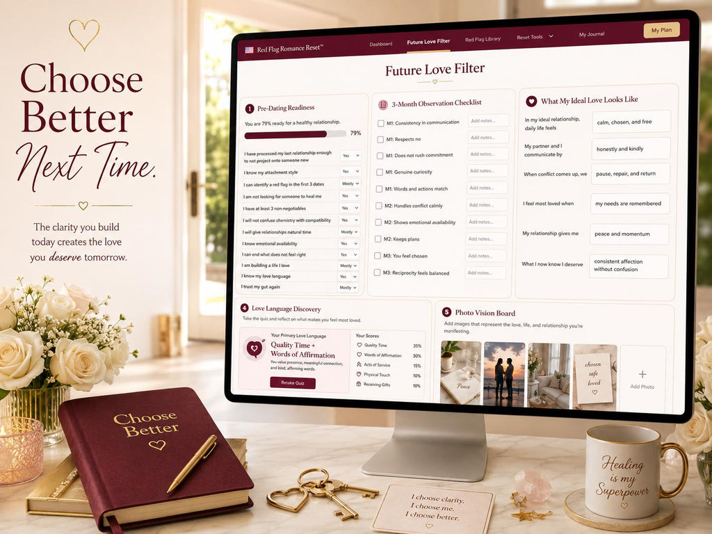Red Flag Romance Reset breakup recovery offline HTML mini app feature screen 9