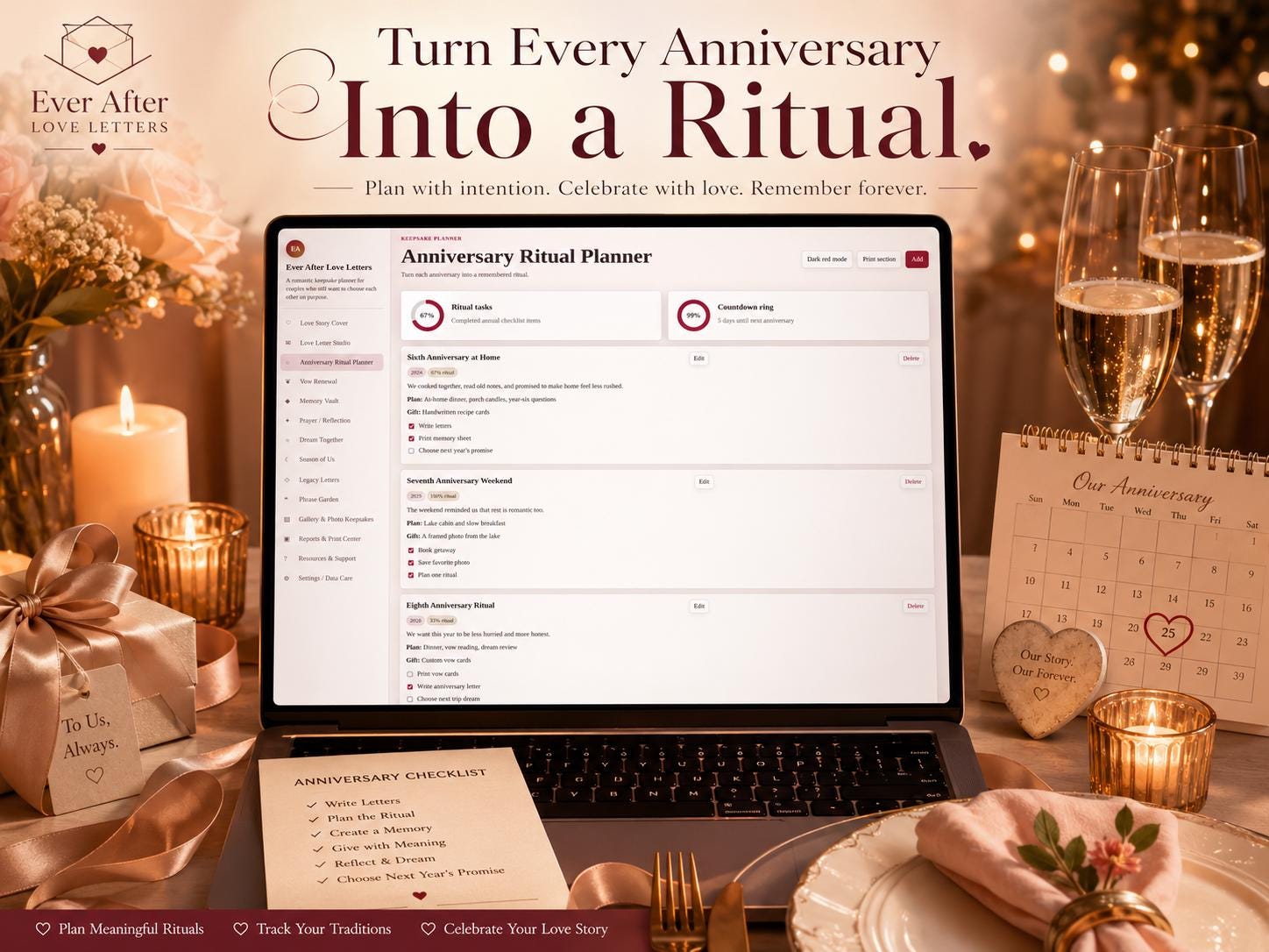Ever After Love Letters love letters & keepsakes offline HTML mini app feature screen 3