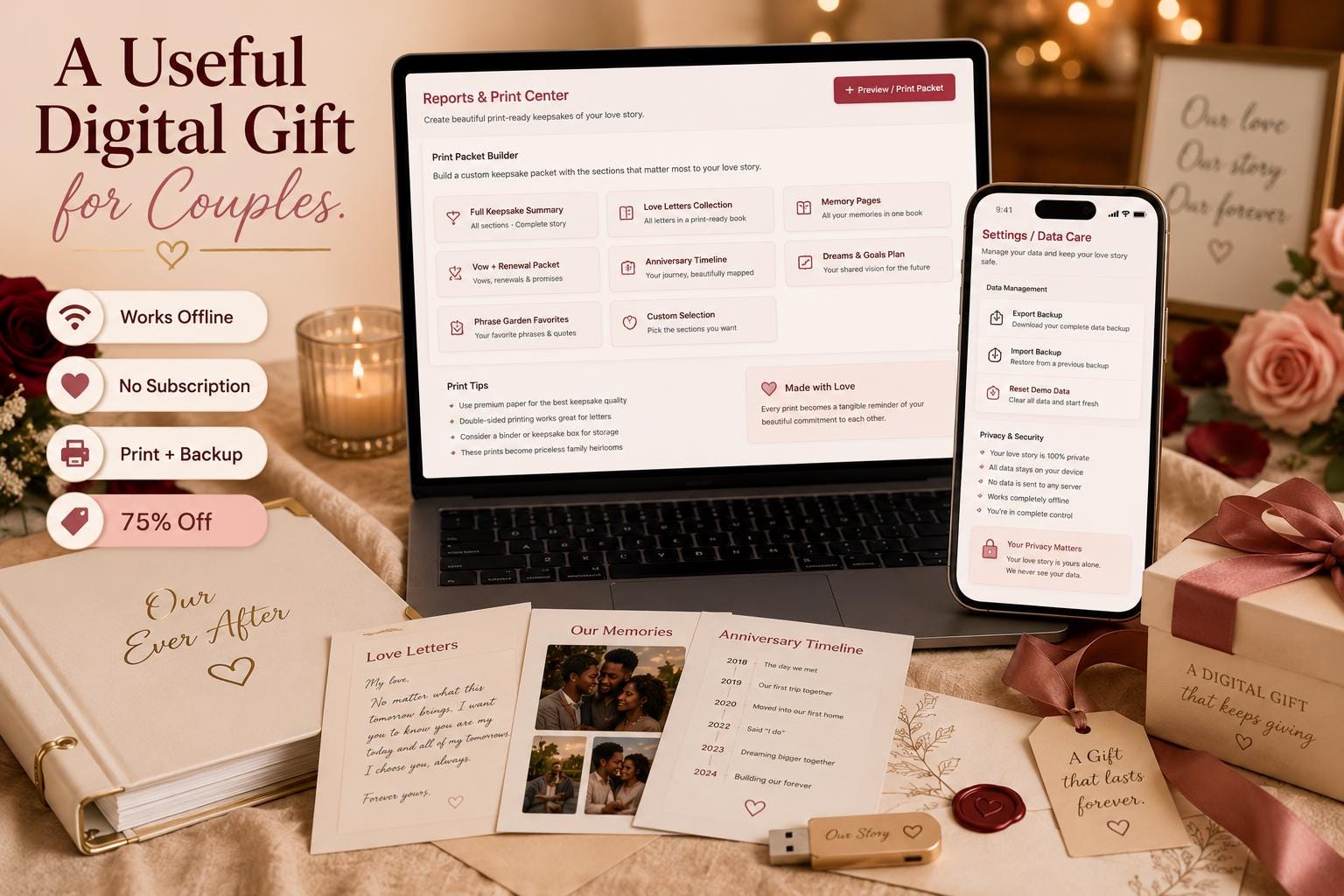 Ever After Love Letters love letters & keepsakes offline HTML mini app feature screen 10