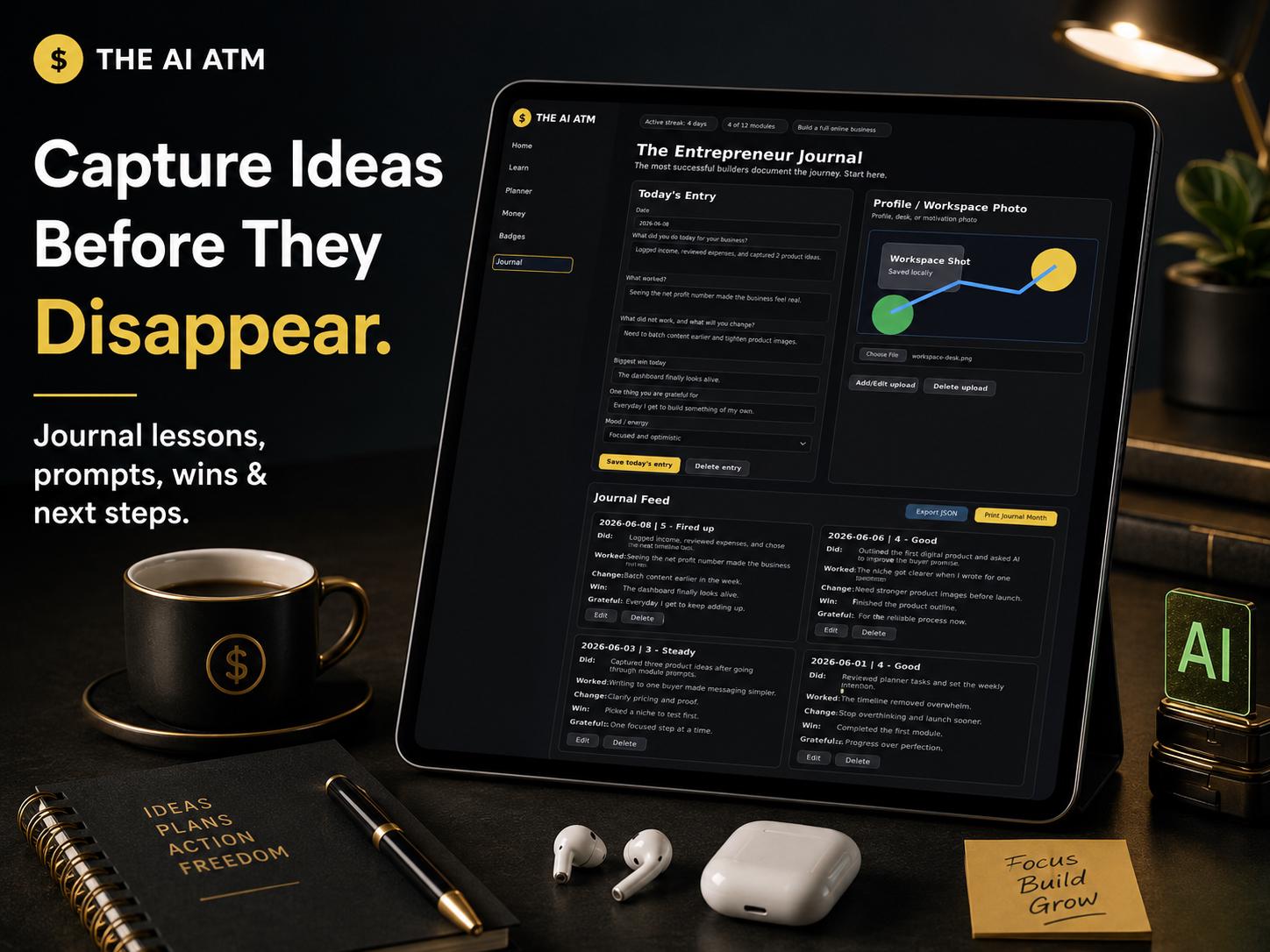 The AI ATM ai side hustles offline HTML mini app feature screen 7