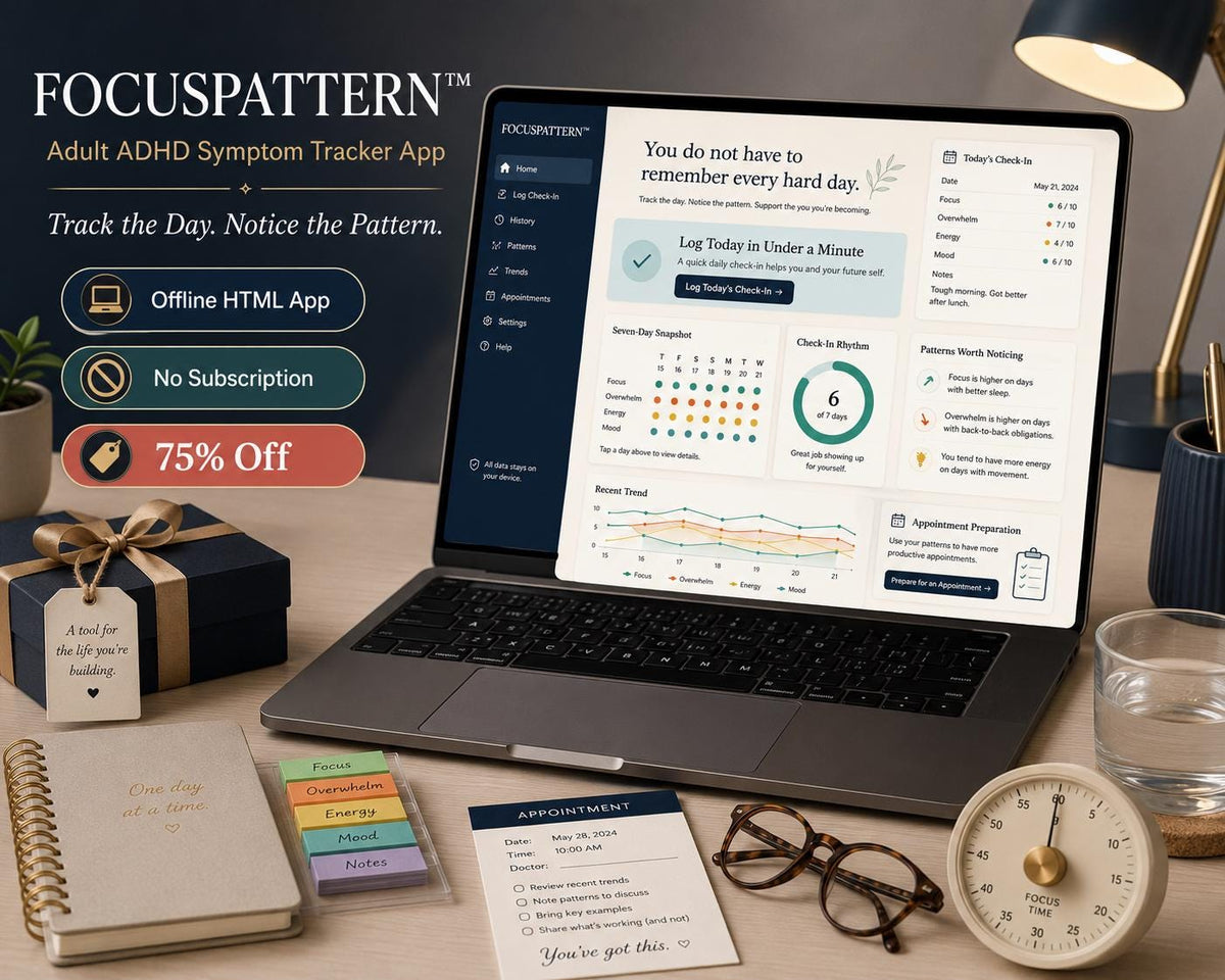 Adult ADHD Symptom Tracker adhd tracking offline HTML mini app dashboard