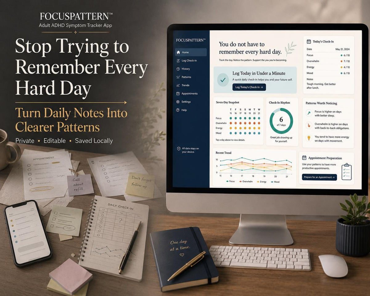 Adult ADHD Symptom Tracker adhd tracking offline HTML mini app feature screen 3