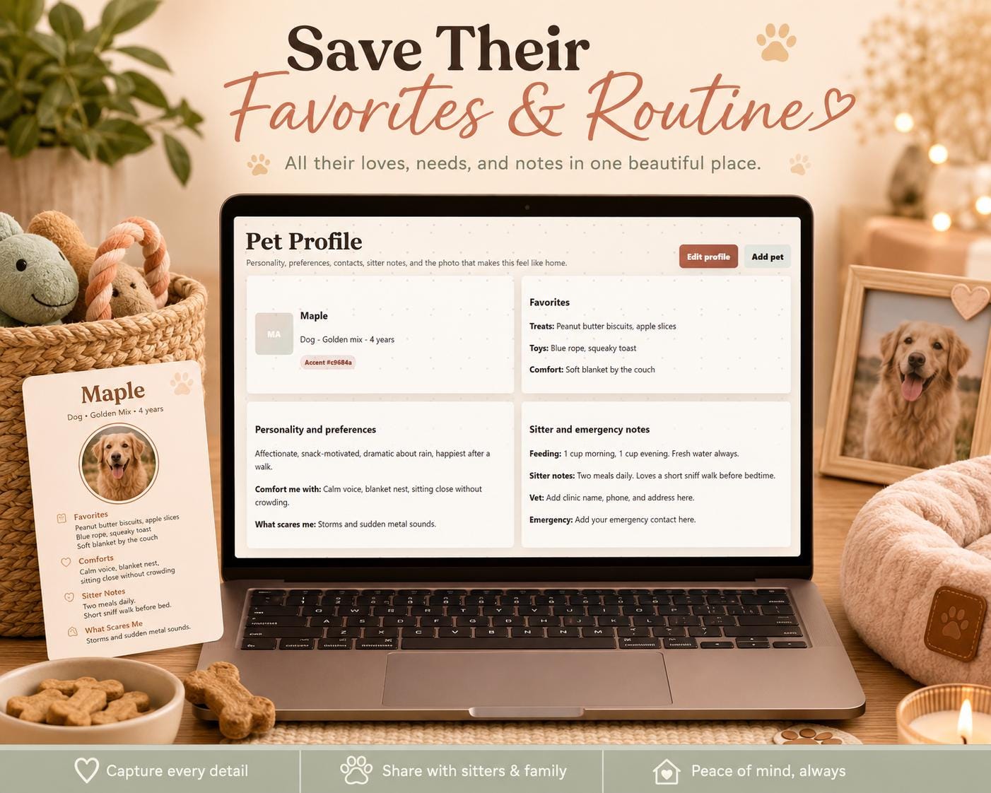 Pet Care Journal pet care offline HTML mini app feature screen 8