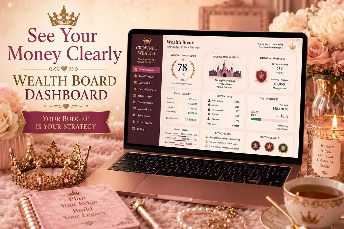 Crowned Wealth fantasy budgeting offline HTML mini app feature screen 3