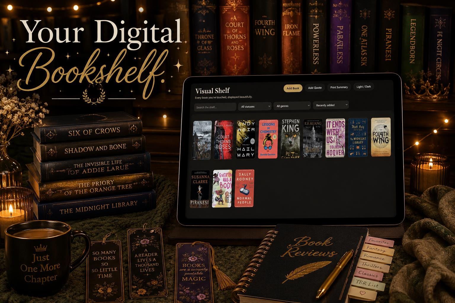 The Reading Vault reading journal offline HTML mini app feature screen 4