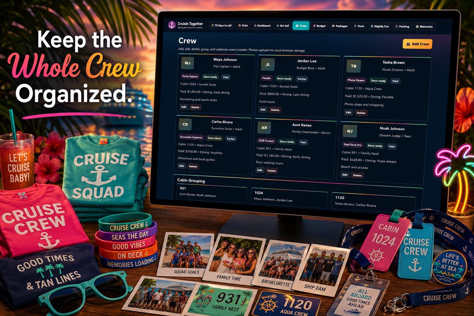 Cruisin’ Together cruise planning offline HTML mini app feature screen 3