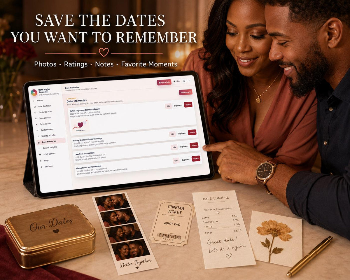 Date Night Roulette date planning offline HTML mini app feature screen 8
