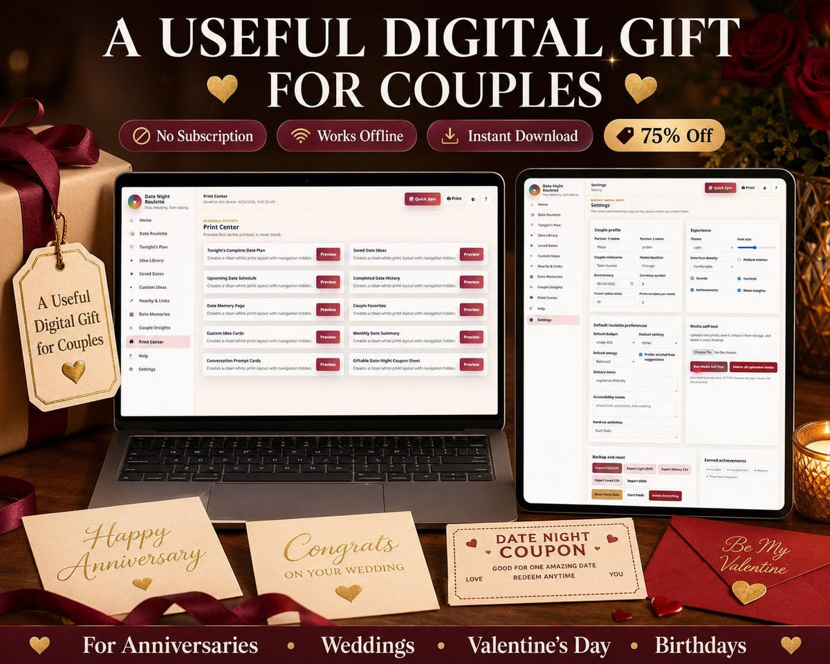 Date Night Roulette date planning offline HTML mini app feature screen 10