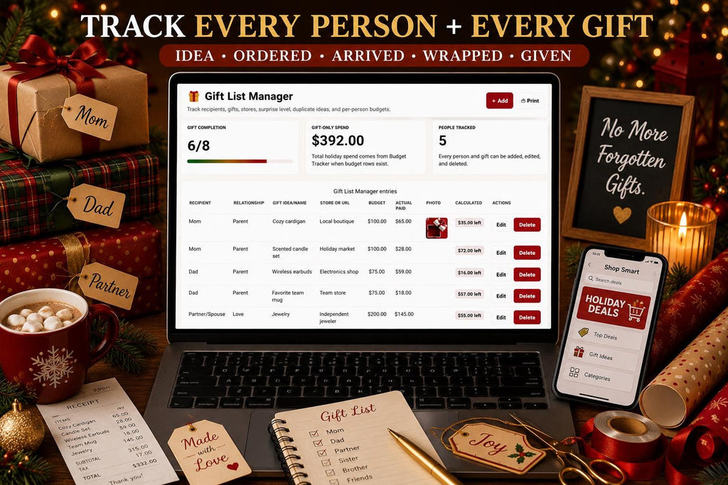 Christmas & Black Friday Planner christmas & deal planning offline HTML mini app feature screen 3