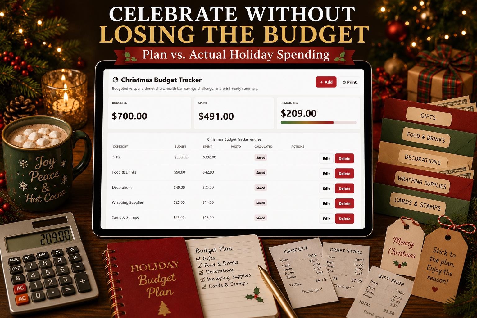 Christmas & Black Friday Planner christmas & deal planning offline HTML mini app feature screen 4