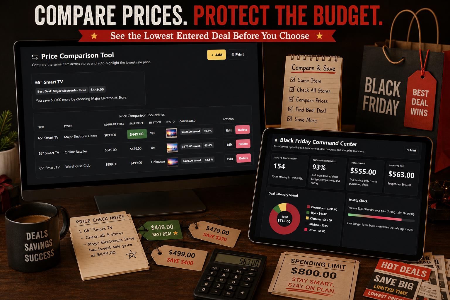 Christmas & Black Friday Planner christmas & deal planning offline HTML mini app feature screen 9