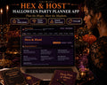 Hex & Host halloween party planning offline HTML mini app dashboard