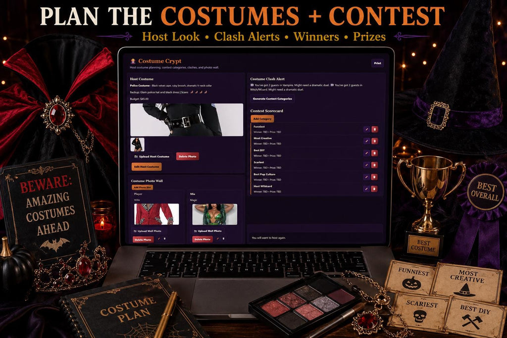 Hex & Host halloween party planning offline HTML mini app feature screen 4