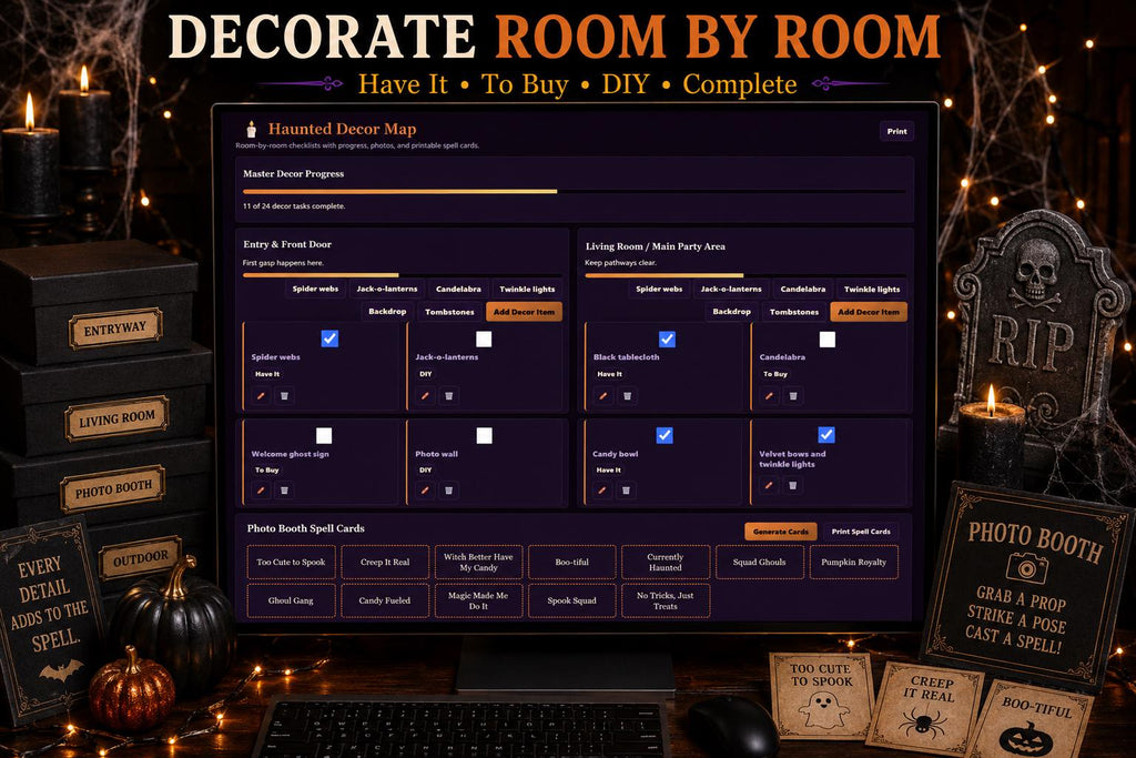 Hex & Host halloween party planning offline HTML mini app feature screen 5