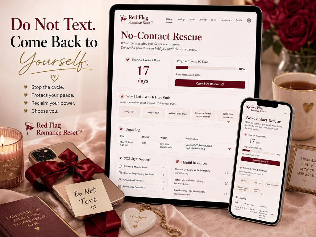 Red Flag Romance Reset breakup recovery offline HTML mini app feature screen 5