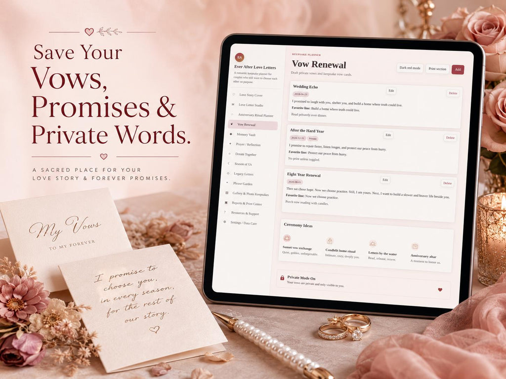 Ever After Love Letters love letters & keepsakes offline HTML mini app feature screen 4