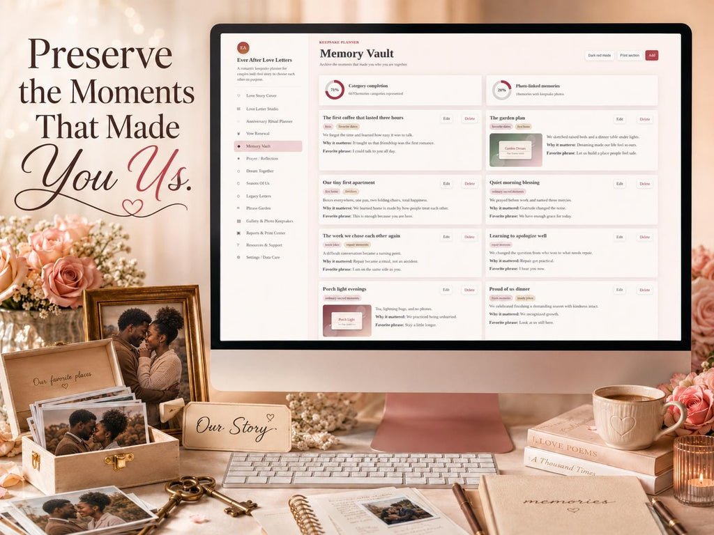 Ever After Love Letters love letters & keepsakes offline HTML mini app feature screen 5