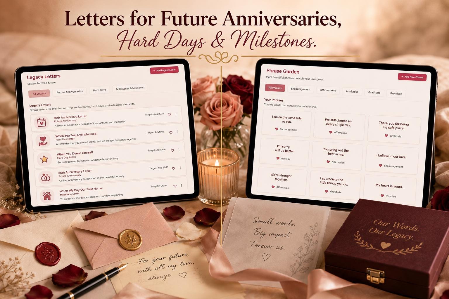 Ever After Love Letters love letters & keepsakes offline HTML mini app feature screen 9
