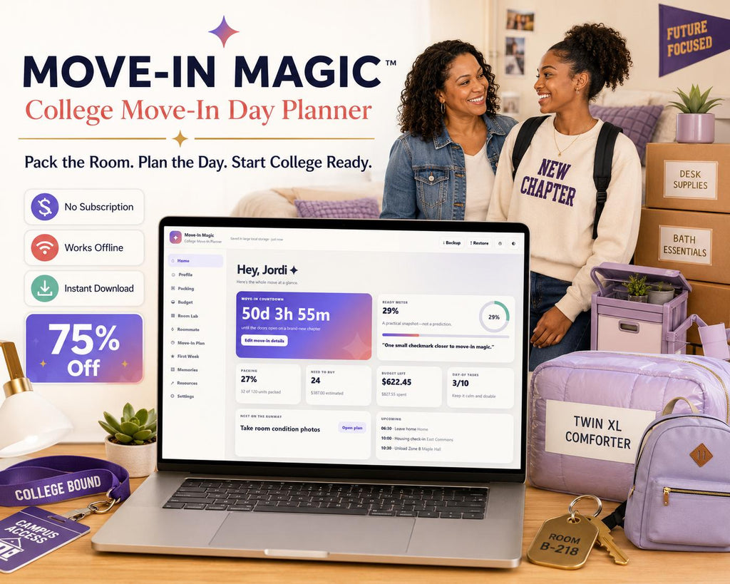 Move-In Magic™ college move-in offline HTML mini app dashboard