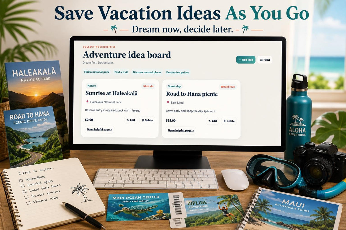 Sunbound summer vacation planning offline HTML mini app feature screen 7