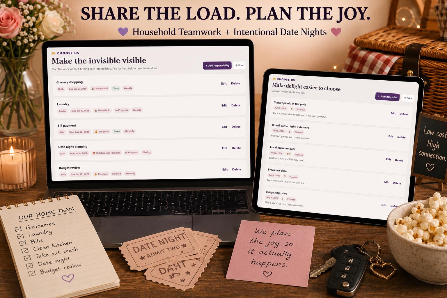 Choose Us couples relationship planning offline HTML mini app feature screen 10