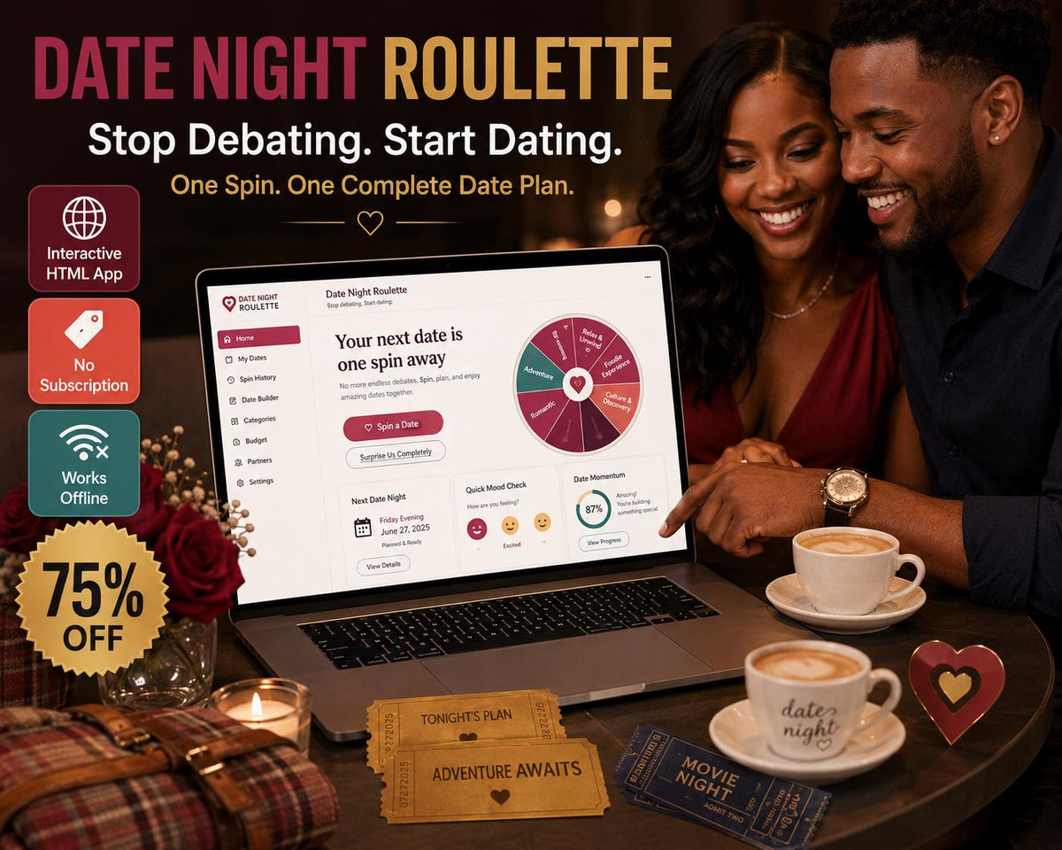 Date Night Roulette date planning offline HTML mini app dashboard