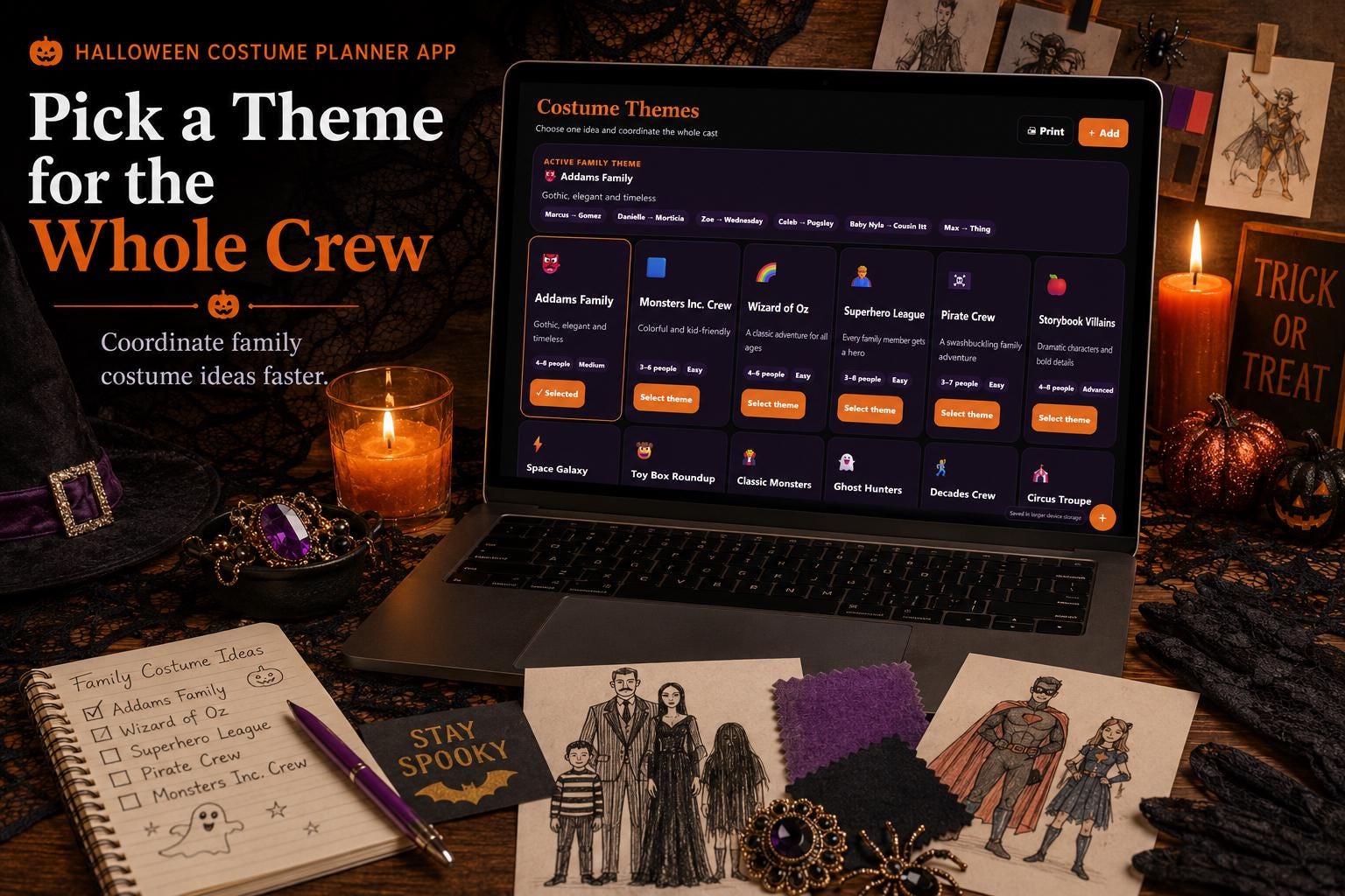 Halloween Costume Planner halloween planning offline HTML mini app feature screen 4