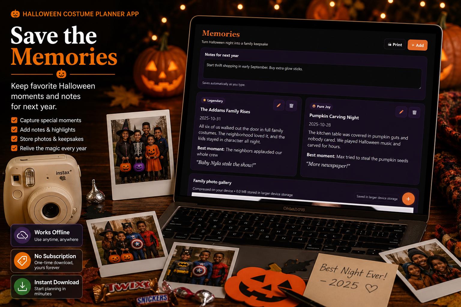 Halloween Costume Planner halloween planning offline HTML mini app feature screen 9