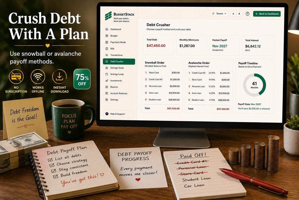 BudgetStack budget planning offline HTML mini app feature screen 5