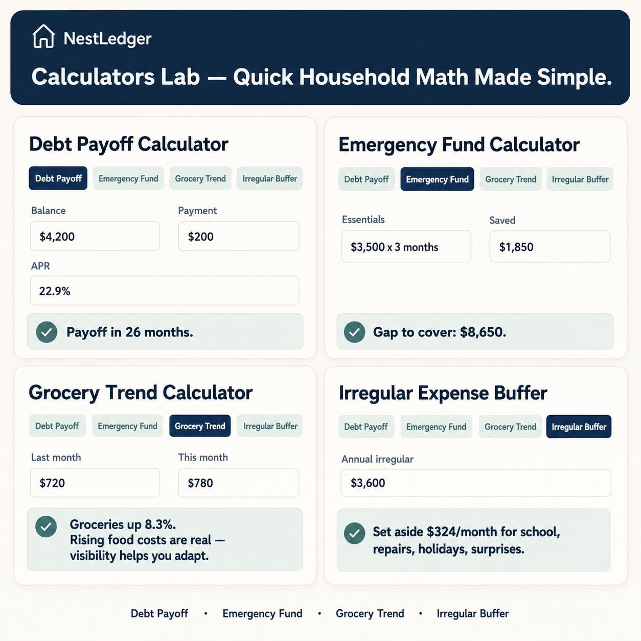 NestLedger™ family budgeting offline HTML mini app feature screen 5