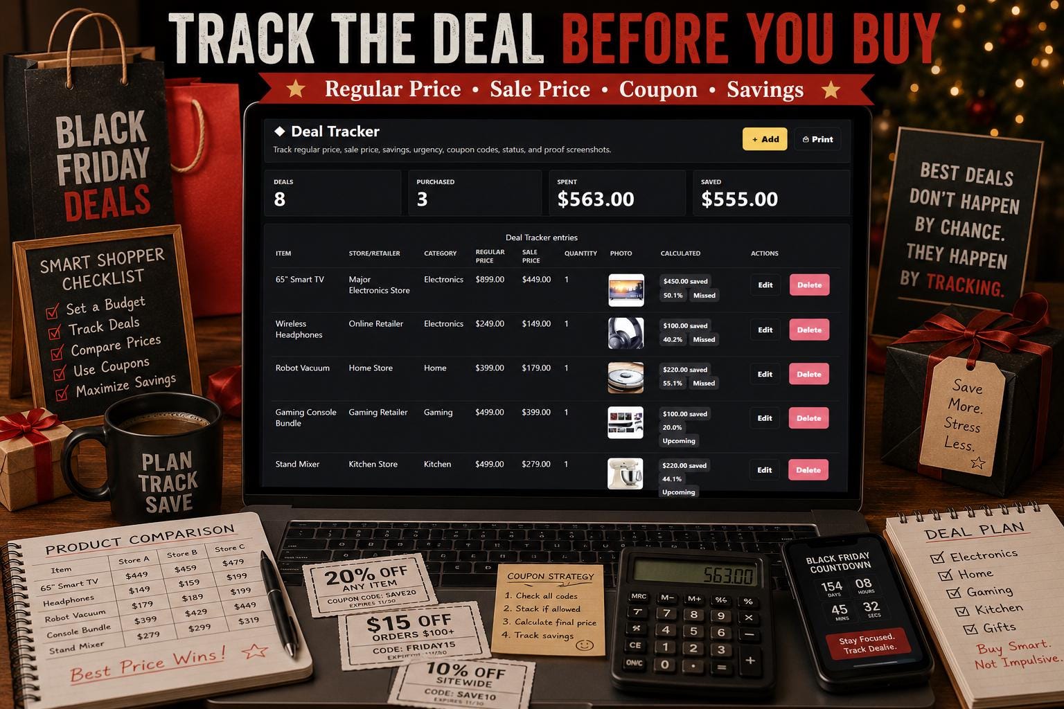 Christmas & Black Friday Planner christmas & deal planning offline HTML mini app feature screen 8